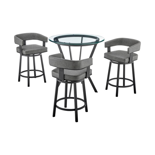 Armen Living Naomi and Lorin 4-Piece Counter Height Dining Set in Black Metal and Gray Faux Leather SETNMLRGRBL4 - main